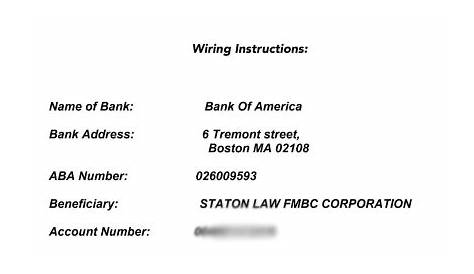 Bank Wiring Instructions Form