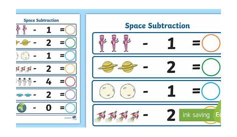 grade 1 solar math substraction worksheet