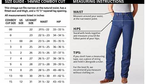 wrangler womens size chart