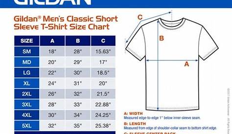 gildan mens t shirt size chart