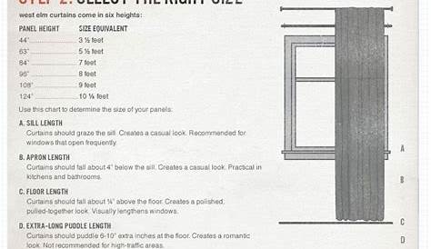 width standard curtain sizes chart