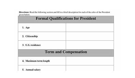 the president's cabinet worksheets answers