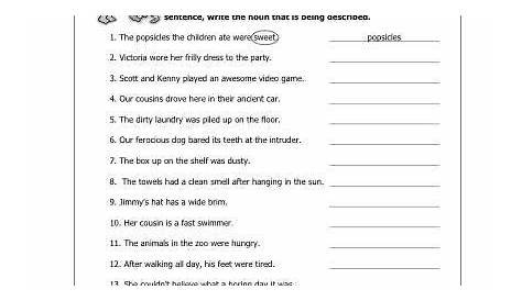 identifying adjectives worksheet 7th grade