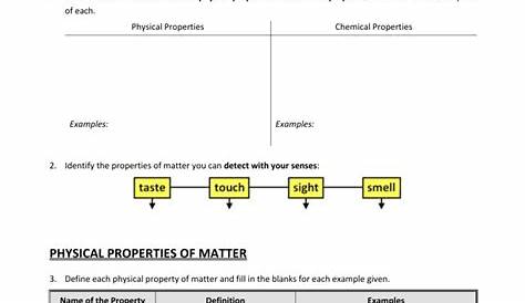 Physical Properties Of Matter Worksheet