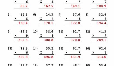 multiplication decimals worksheets
