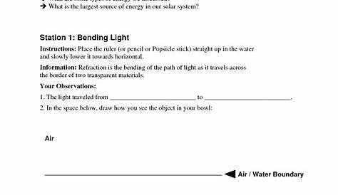 sources of light worksheet grade 3