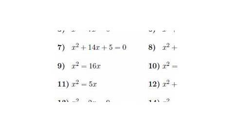 solving equations by completing the square worksheets