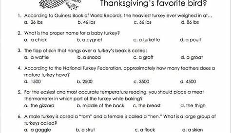 Thanksgiving | Trivia Quiz | Free Printable | Thanksgiving facts