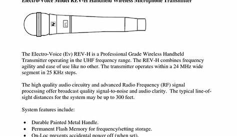 ELECTRO-VOICE REV-H USER MANUAL Pdf Download | ManualsLib