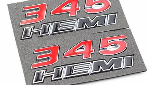Pack of 2 Powertech 345 HEMI Emblem Fender Side Badge Decal Sticker