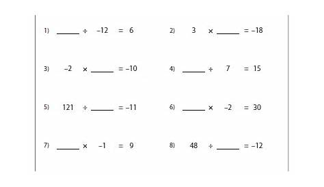 multiplying and dividing integers worksheets