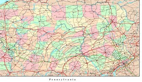 Pennsylvania Political Map Pertaining To Pa County Map Printable