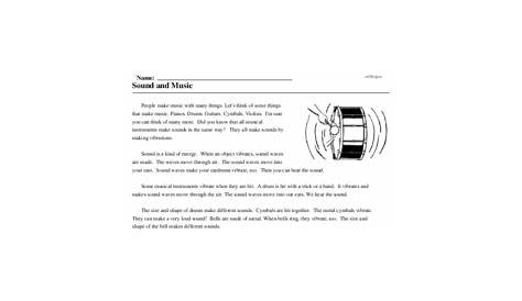 Sound and Music - Reading Comprehension Worksheet | edHelper