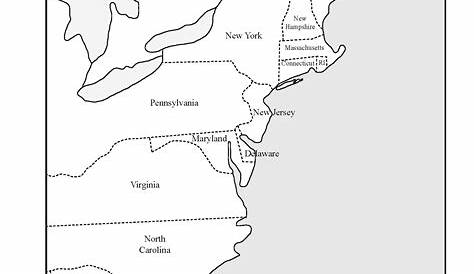 13 Original Colonies Blank Map