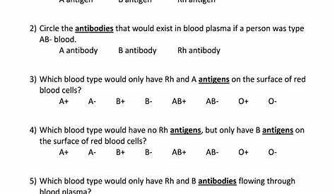 wonderful world of blood worksheet answers
