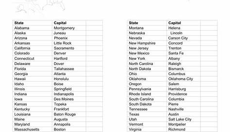 8 Best Images of Us State Capitals List Printable - States and Capitals