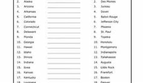 states and capitals worksheets free