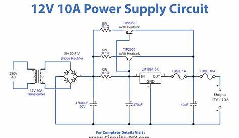 12 Volt 10 Amp Power Supply Circuit Diagram