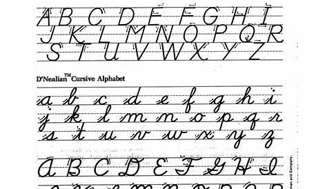 D'nealian Cursive Alphabet Printable | AlphabetWorksheetsFree.com
