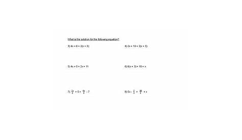 Linear Equations In One Variable Worksheet - Escolagersonalvesgui