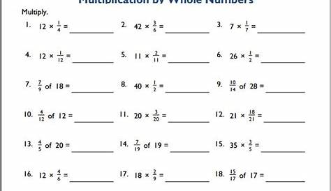 multiplying fractions by whole numbers 4th grade worksheets