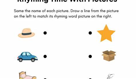 Matching Rhyming Words Worksheets for Kindergarten - Kidpid