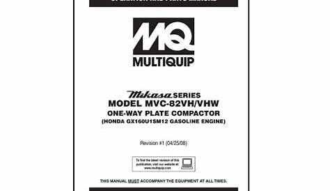 MULTIQUIP MIKASA SERIES OPERATION AND PARTS MANUAL Pdf Download