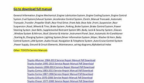 Toyota matrix electrical wiring diagram manual pdf download 2003 2013