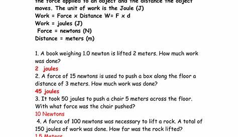 Worksheet Work Energy And Power