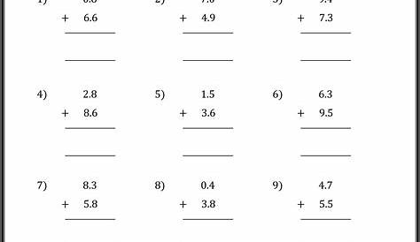 Decimal Addition Worksheets | Decimals addition, Adding decimals