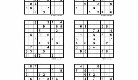 Hard Sudoku Printable 6 Per Page - Gridgit.com