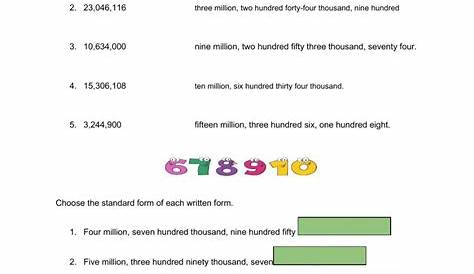 place value worksheets to millions