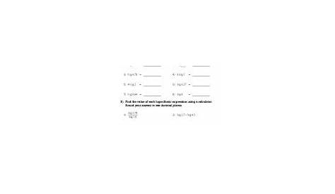 intro to logarithms worksheets answers