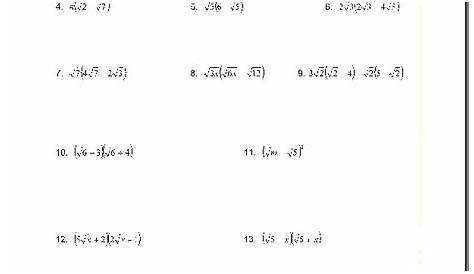dividing radicals worksheet algebra 2