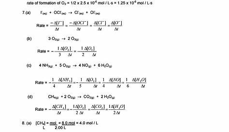 rate of reaction worksheets answers