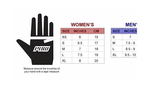 women's golf glove size chart