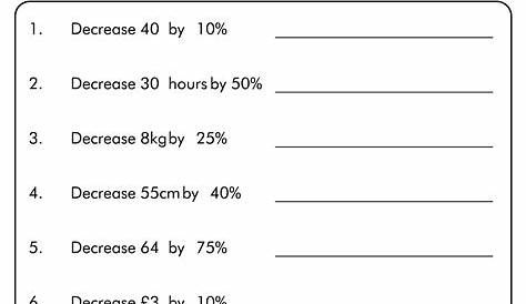 percentage increase and decrease worksheet with answers