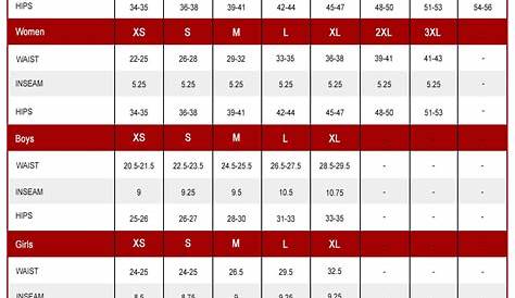 women's shorts size chart