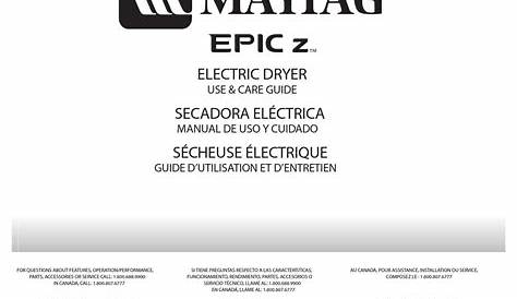 MAYTAG EPIC Z W10112937A USE AND CARE MANUAL Pdf Download | ManualsLib