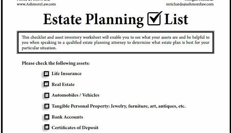 estate planning work sheet