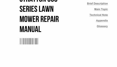 Lawn Mower Repair Manual Briggs Stratton - 300e Series - Experience