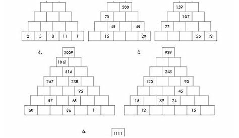 Math Pyramid Worksheet for 4th - 9th Grade | Lesson Planet