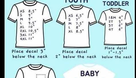 Cricut Cheat Sheet Cricut Size Guide T-shirt Decal Size
