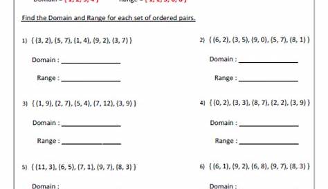 function domain and range worksheets