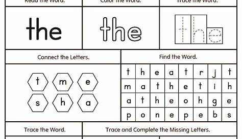 on sight word worksheet