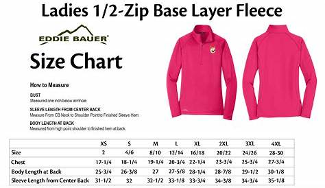 eddie bauer fleece jacket women size chart