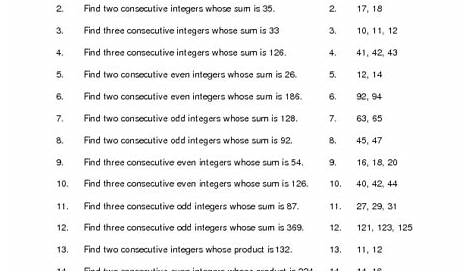 integer word problems worksheets