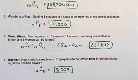 Permutations And Combinations Worksheet Answers