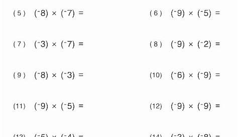 multiplication integers worksheets
