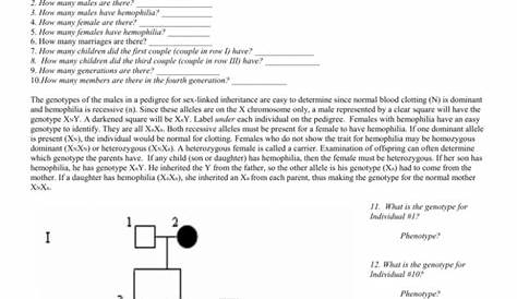 pedigree worksheets with answers